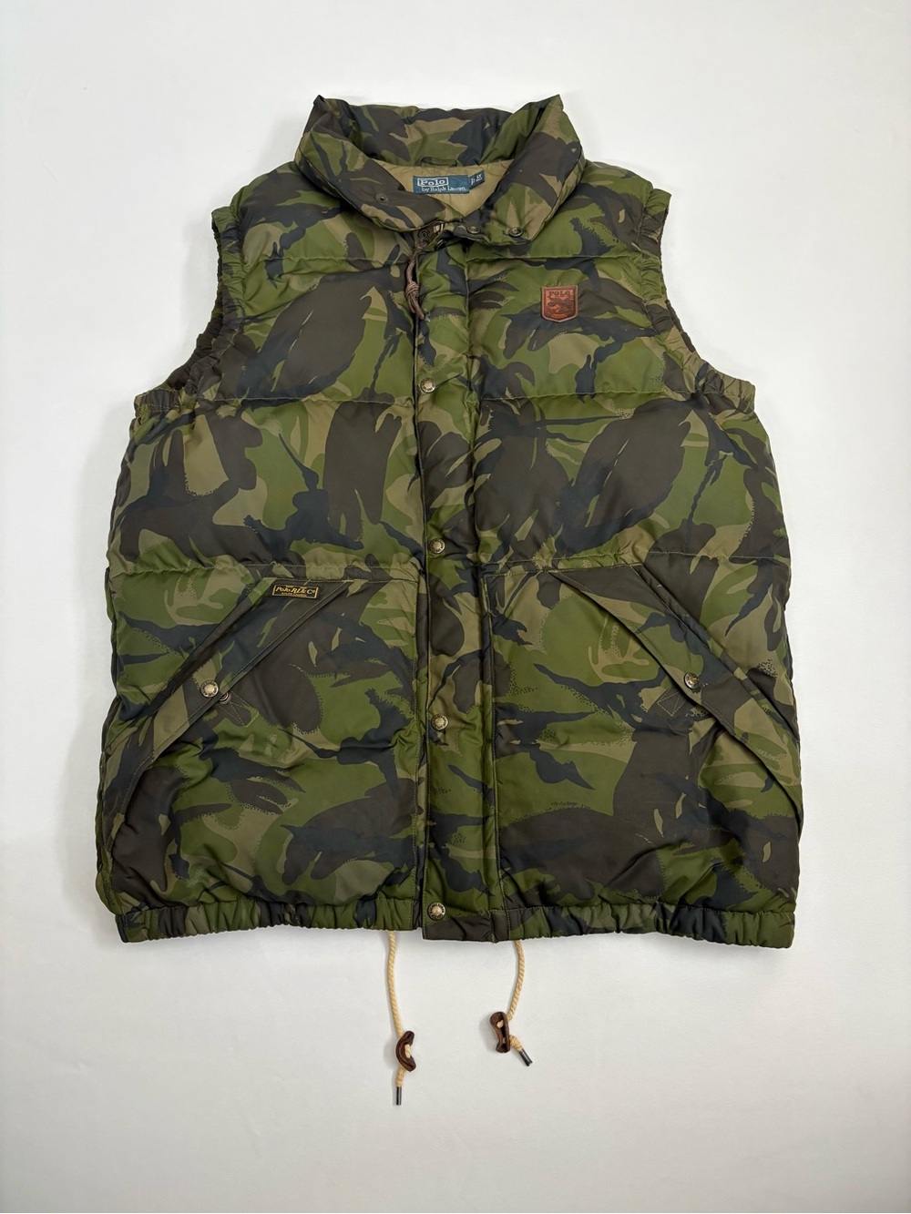 Vintage Polo Ralph Lauren Puffer Vest Men LT Large Tall Camo Down Feather Winter